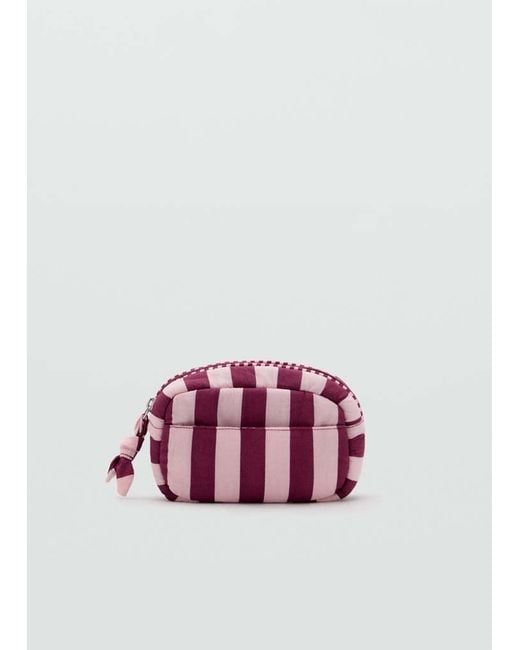 MANGO TEEN Pink Striped Cotton Toiletry Bag
