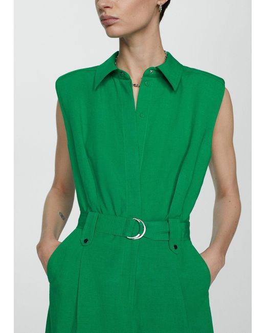 Mango Green Jumpsuit With Belt Clips