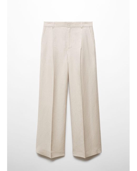 Mango White Striped Suit Trousers