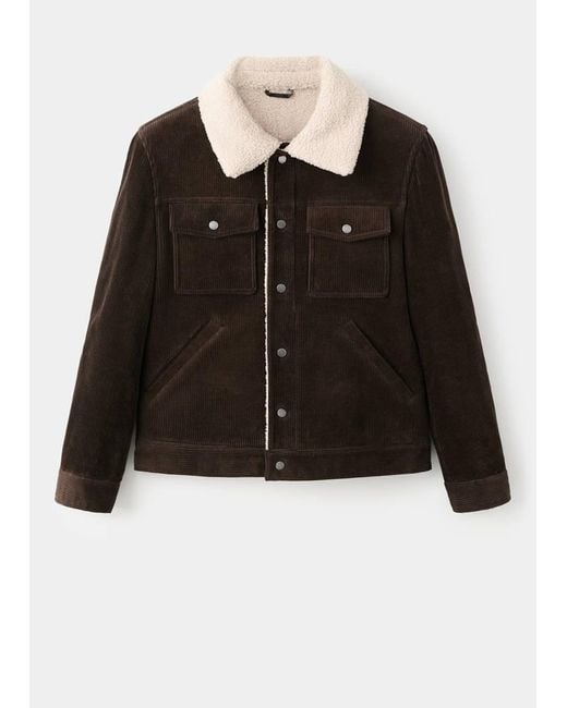 Mango Blue Corduroy Jacket With Shearling-Effect Lining for men