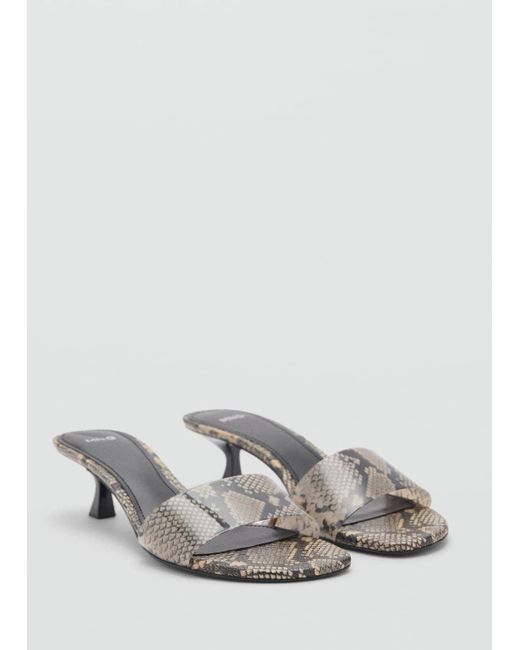 Mango Gray Animal-Print Sandals With Strap