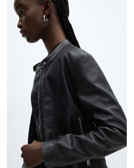 Mango Black 100% Leather Jacket