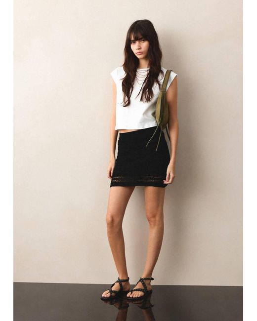 MANGO TEEN Natural Openwork Knitted Skirt