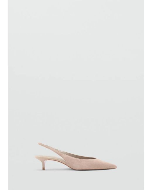 Mango White Suede Kitten Heel Shoe