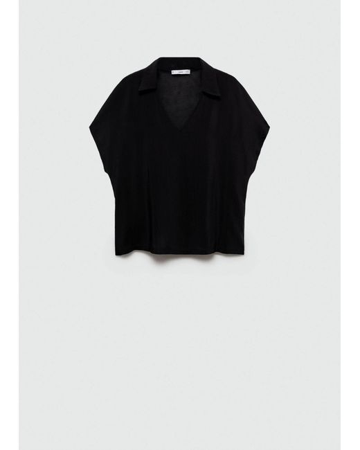 Mango Black Polo-neck T-shirt