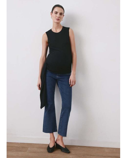Mango Blue Maternity Flared Cropped Jeans