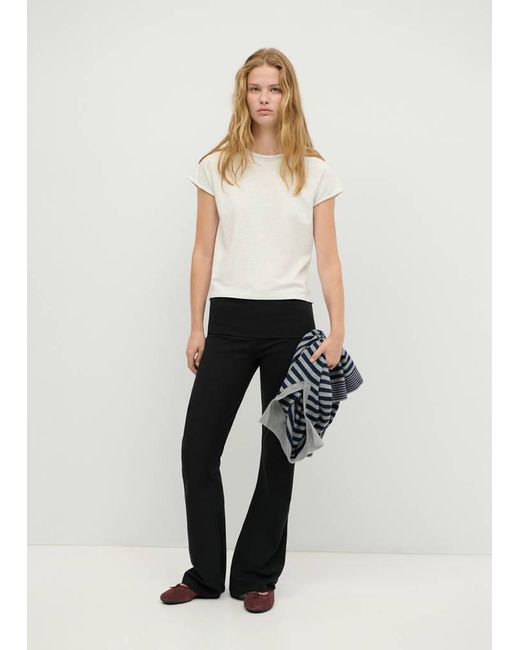 MANGO TEEN White Fold-Over Waist Leggings