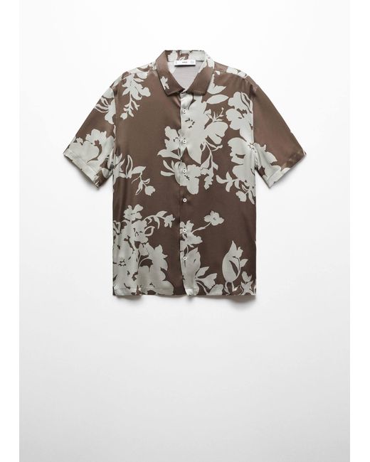 Mango White Flowy Floral Print Shirt Medium for men