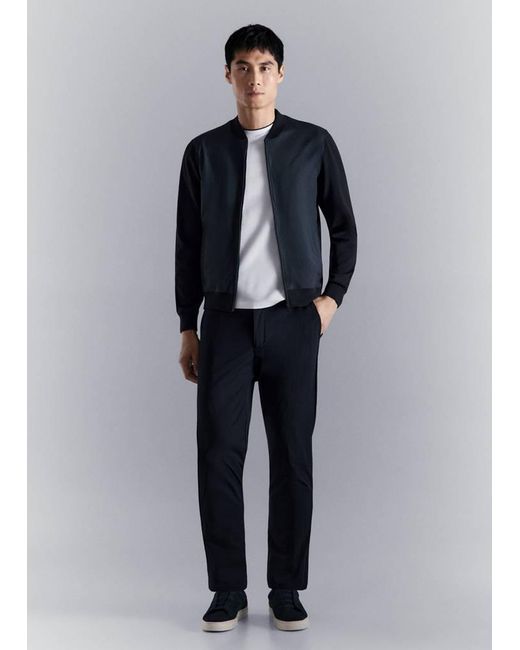 Mango Blue Combined Bomber Jacket for men