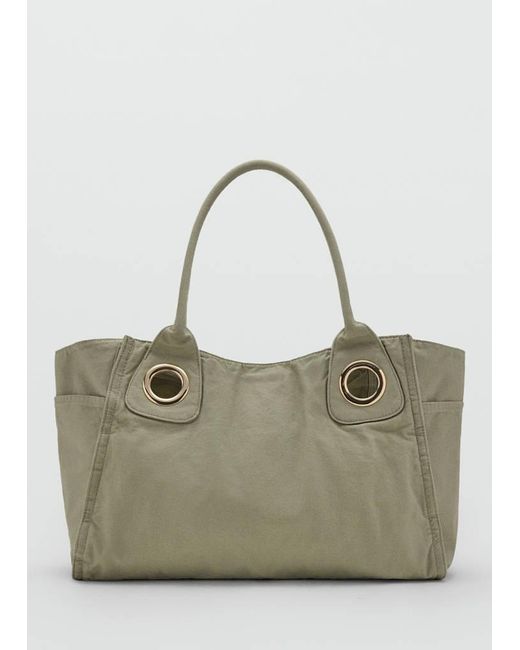 Mango Multicolor Canvas Eyelets Handbag