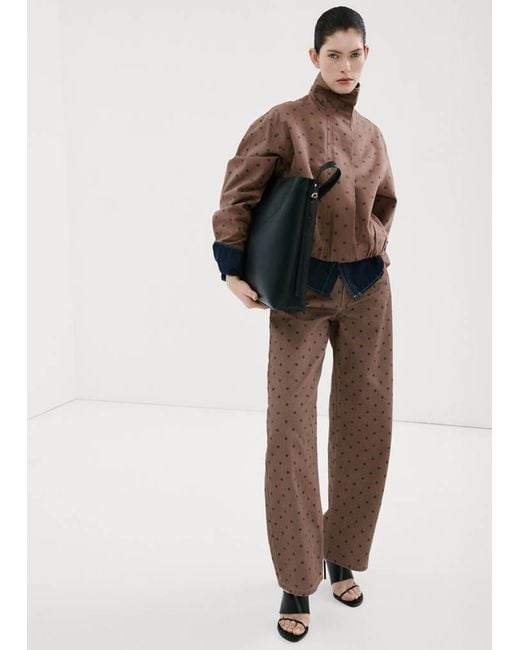 Mango Black Denim Bomber Jacket With Polka Dots