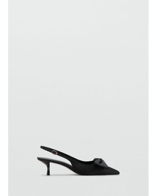 Mango Black Satin Bow Shoes