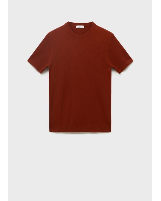 Mango Red Cotton Fine-Knit T-Shirt for men
