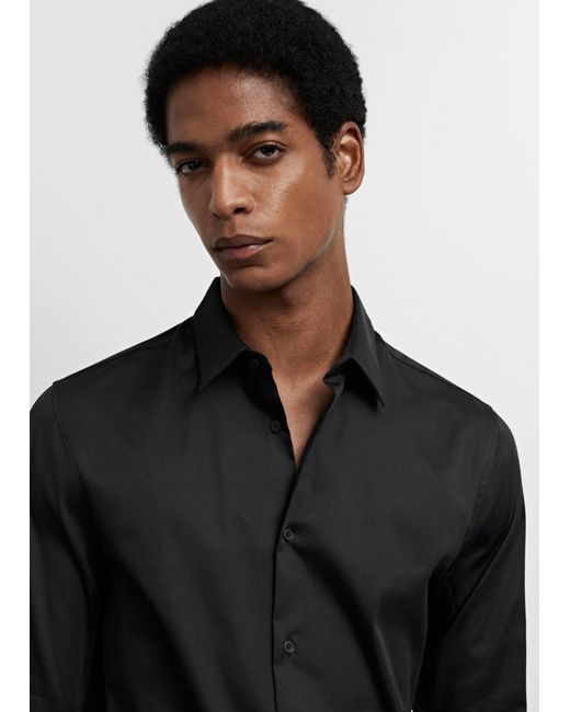 Mango Black Super Slim-fit Poplin Suit Shirt for men