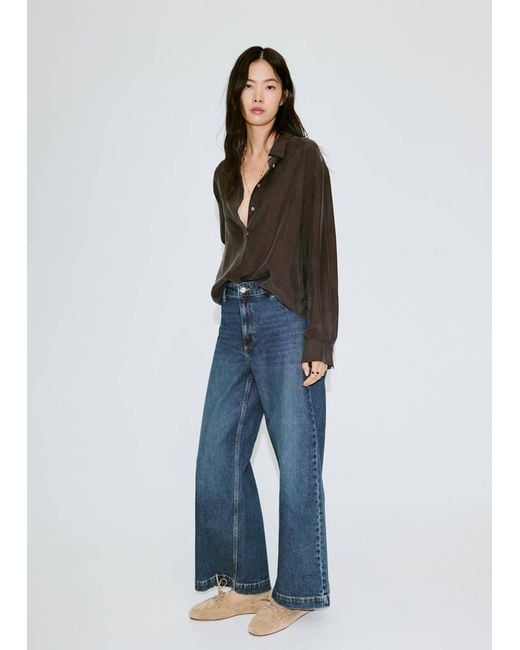Mango Blue Catherin Culotte High-Rise Jeans