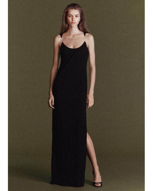 Mango Green Fitted Dress With Transparent Straps