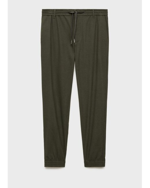 Mango Gray Cotton Pants With Adjustable Drawstring for men