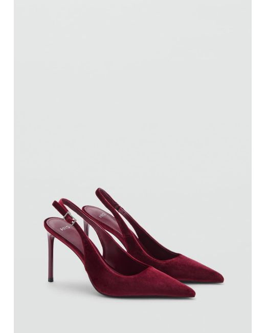 Mango Red Velvet Heeled Shoes