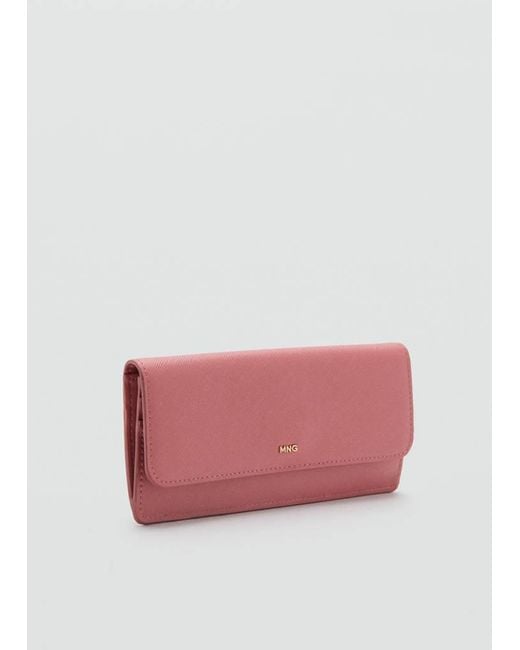 Mango Pink Safiano-Effect Wallet With Flap