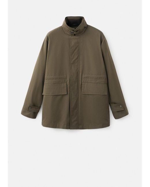 Mango Green Cotton Parka With Pockets Water Repellent for men