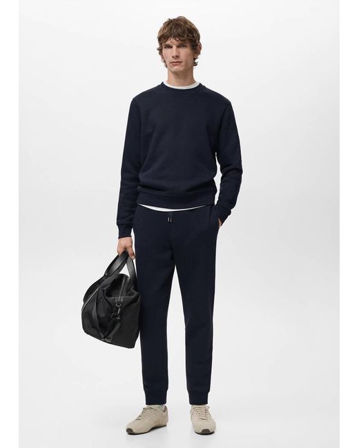 Mango Blue Cotton Sweatshirt With Soft-Touch Lining for men
