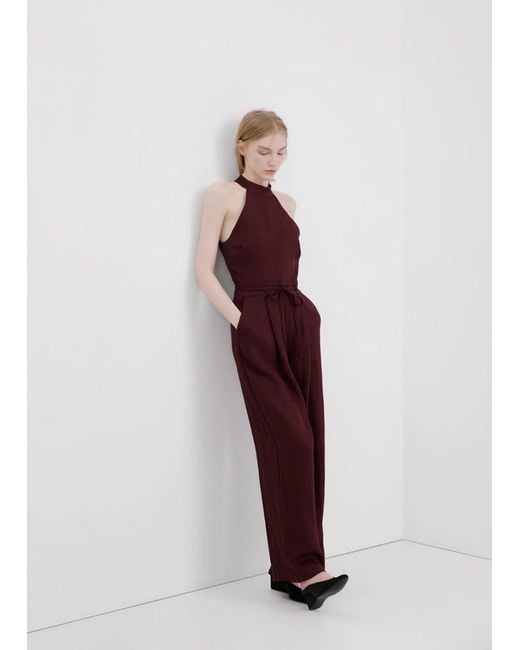 Mango Purple Lyocell Halter Neck Jumpsuit