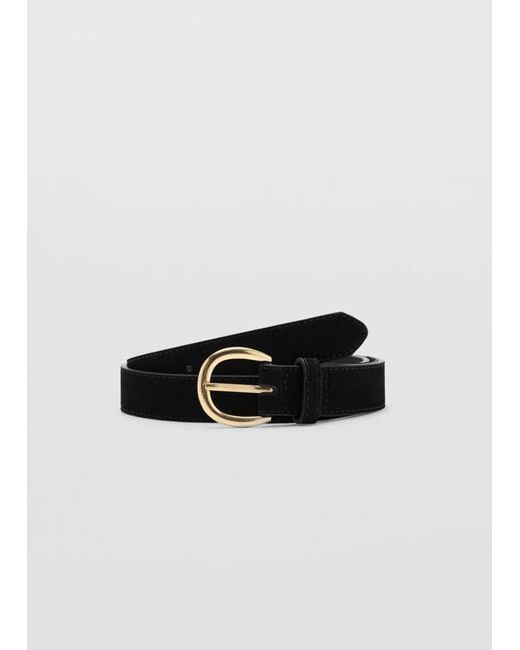 Mango Black Suede Leather Belt