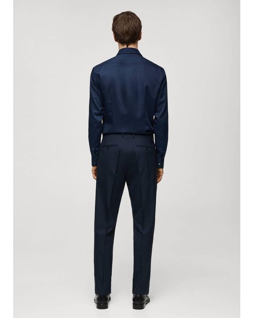 Mango Blue 100% Virgin Wool Slim-fit Suit Trousers Dark for men