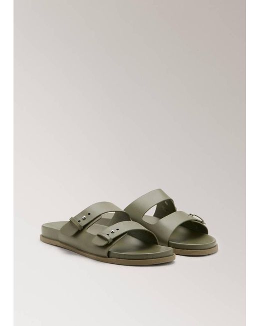 Mango Green Double Buckle Leather Sandals