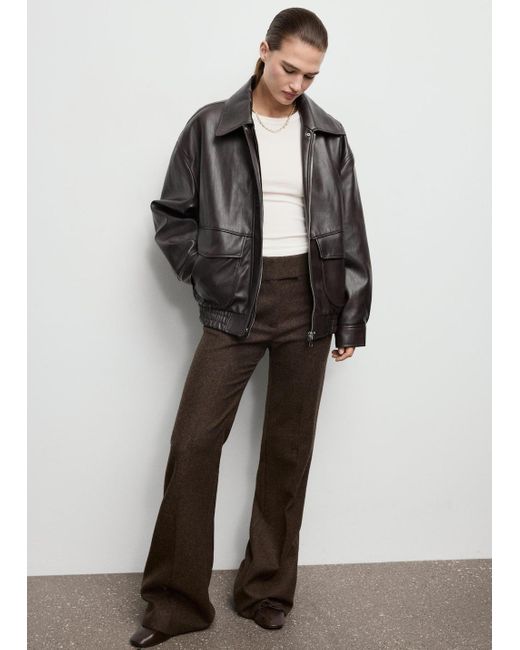 Mango Black Oversized Faux Leather Jacket