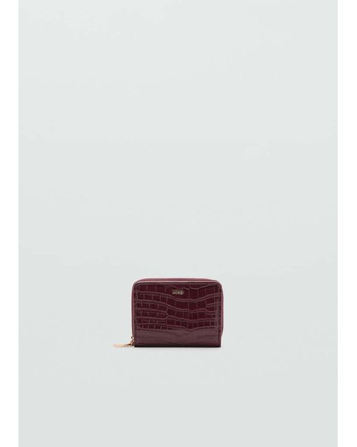 Mango Red Medium Glossy Croc Wallet