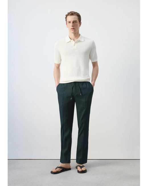 Mango White Slim-Fit Trousers With Drawstring for men