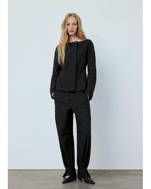 Mango Black Fitted Boat Neck Jacket