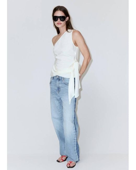 Mango Blue Mid-Rise Straight Jeans