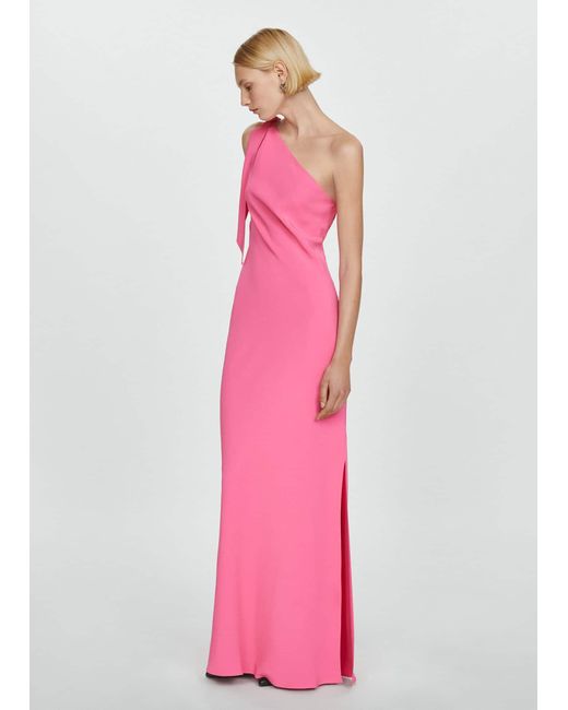 Mango Pink Asymmetric Bow Dress