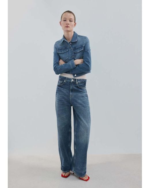 Mango Blue Pockets Denim Jacket