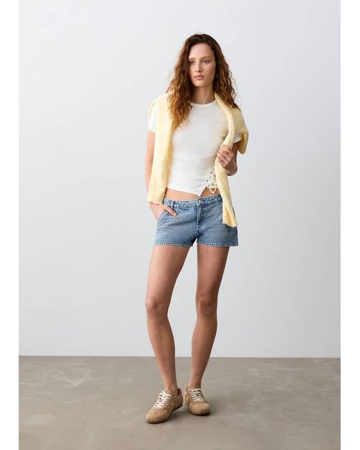 MANGO TEEN White Relaxed Low Waist Shorts