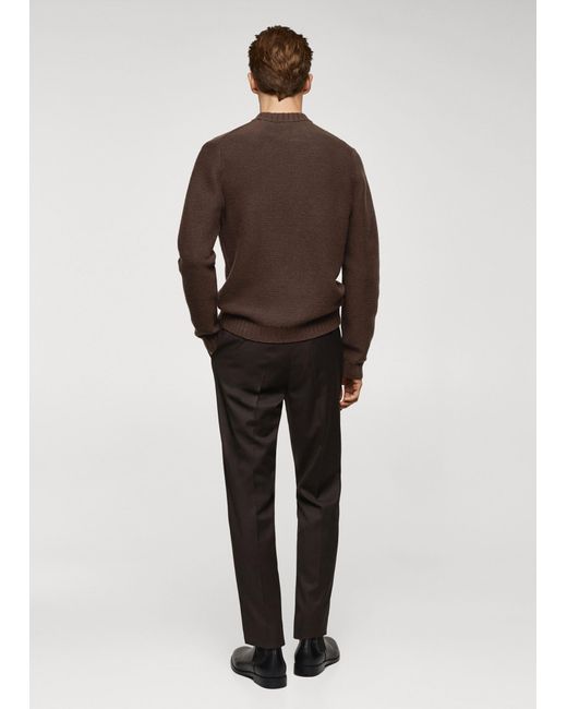 Mango Brown Knitted Sweater With Ribbed Details for men