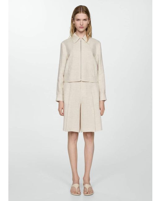 Mango Natural 100% Linen Bermuda Shorts
