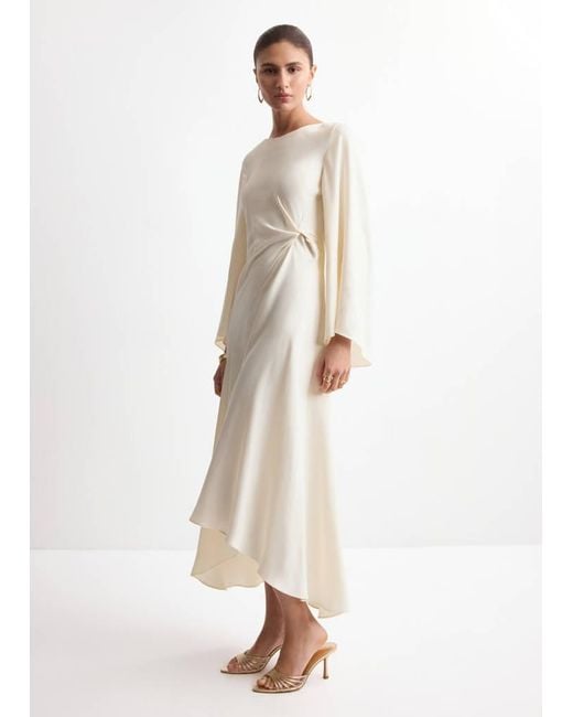 Mango Natural Ruched Satin Dress
