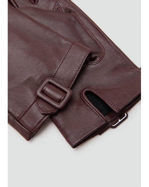 Mango Brown Leather Gloves With Buckle