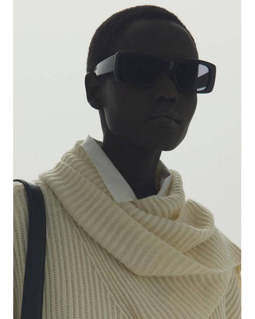 Mango Black Rectangular-Frame Sunglasses