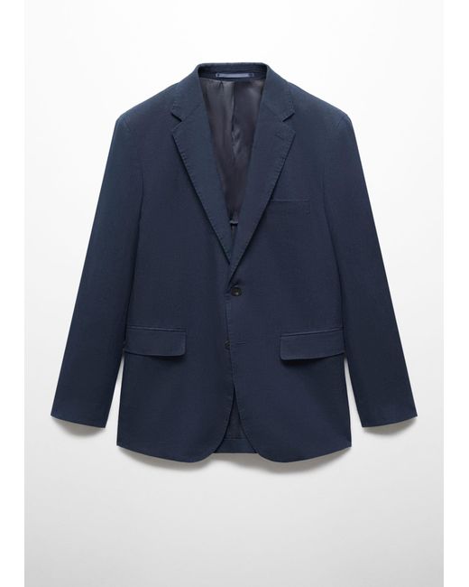 Mango Blue 100% Linen Slim-fit Suit Jacket Dark for men