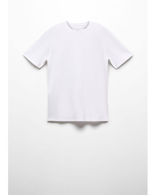 Mango White Breathable Cotton T-shirt for men