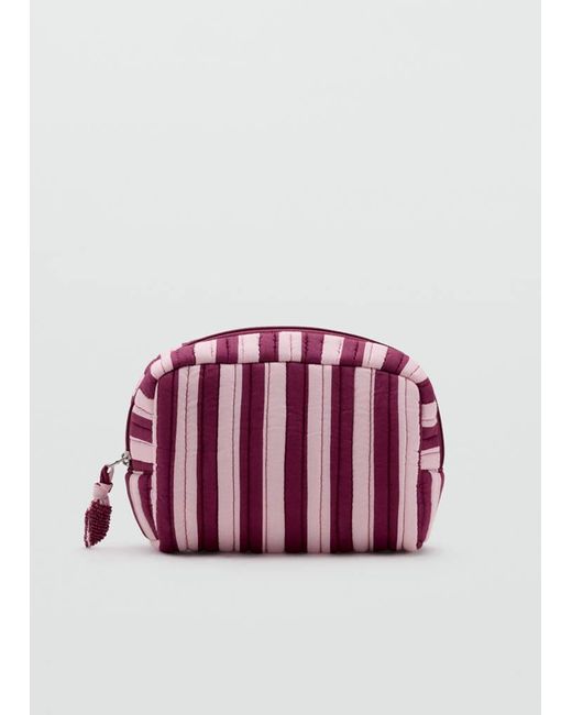 MANGO TEEN Red Stripe-Print Toiletry Bag