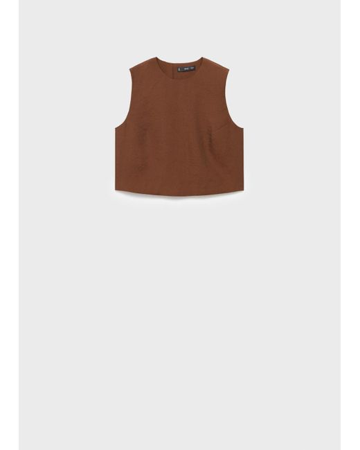 Mango Brown Buttoned Crop Top