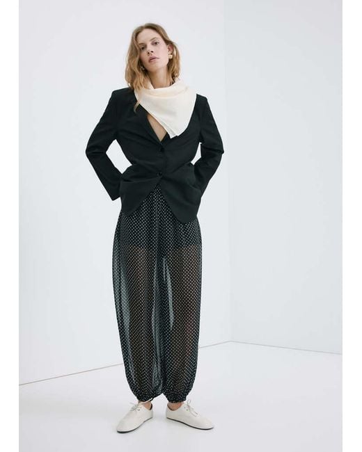 Mango Black Polka Dot Baggy Trousers