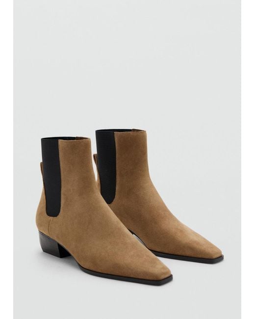 Bottine Talon Suède Marron Moyen Mango en coloris Brown