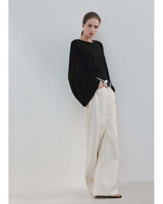 Mango Black Round Neck Knitted Cape