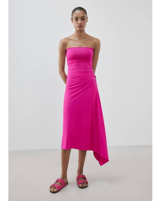 Mango Pink Asymmetric Midi Skirt